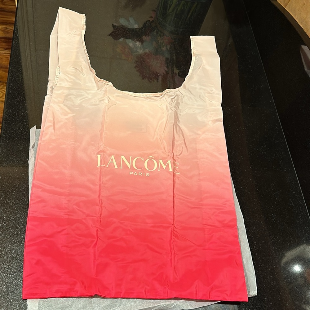 NWT🩷LANCÔME PINK BRANDED PACKABLE TOTE WITH INTERIOR POCKET